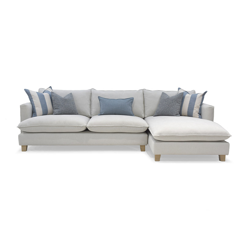 How large chaise sofa with accent cushions