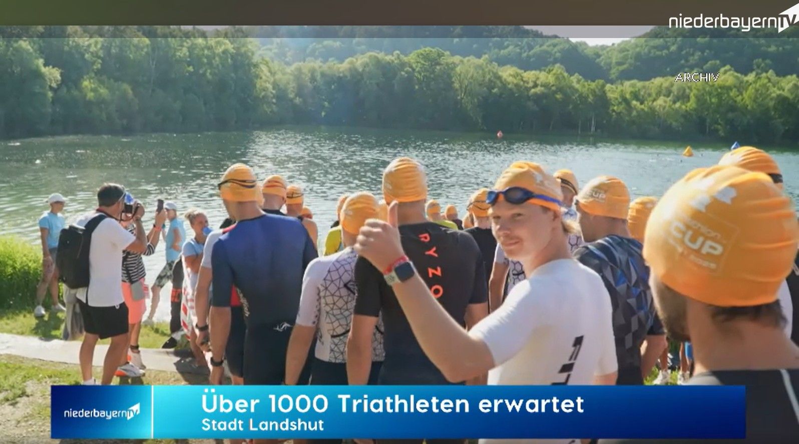 Screenshot vom Videobeitrag zum triathlon.de CUP Landshut 2026 auf niederbayern.tv