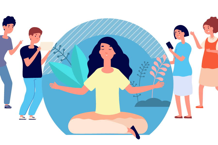 vector image of person creating personal space and boundary from others