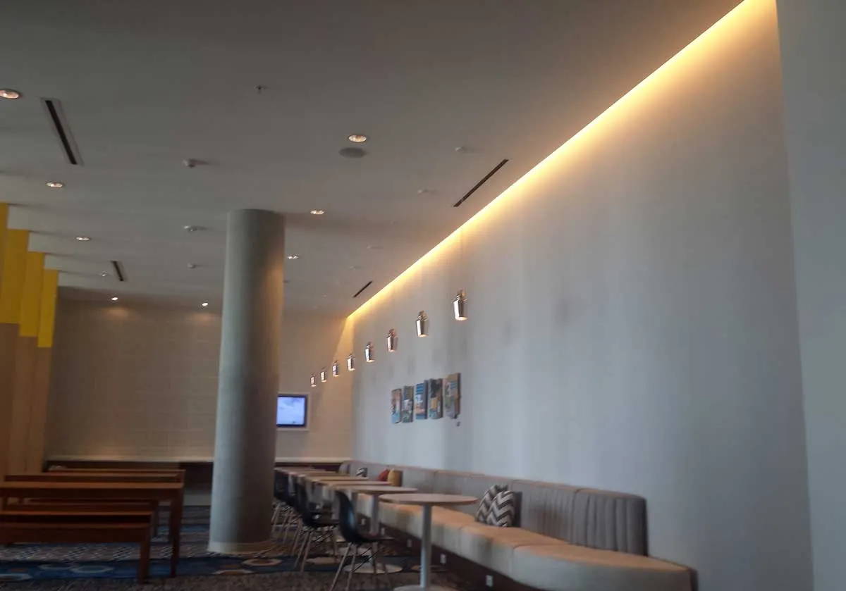 Waiting room with ceiling lighting using LED strip lights 