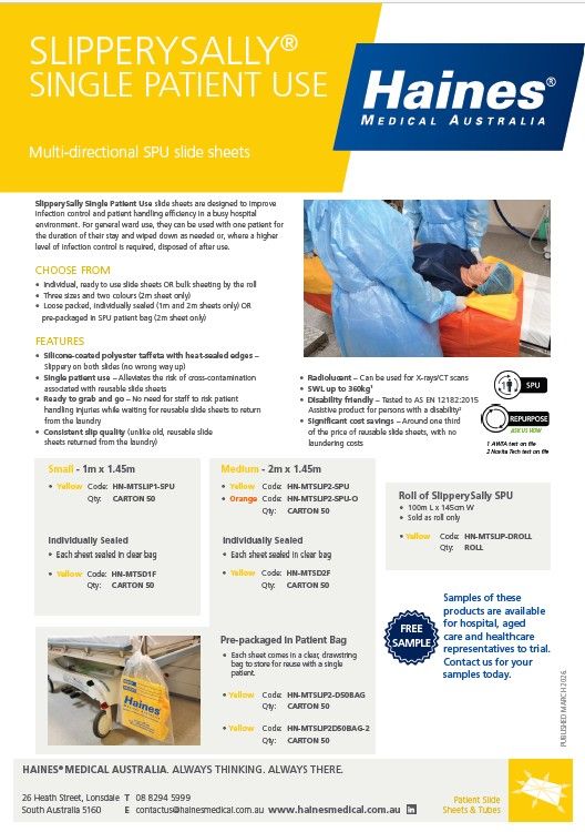 Haines Patient Slide Sheets & Tubes Catalogue