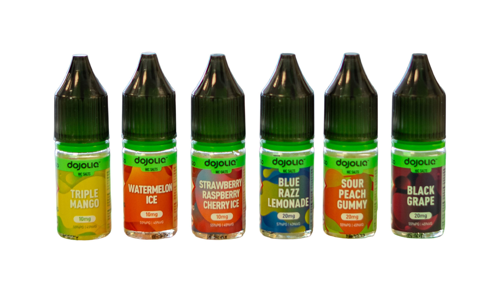 Six bottles of Dojoliq in various flavours.