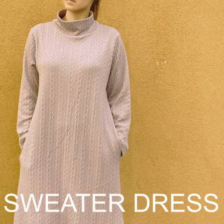 Handmade sweater dress made out of knitted soft pink fabric