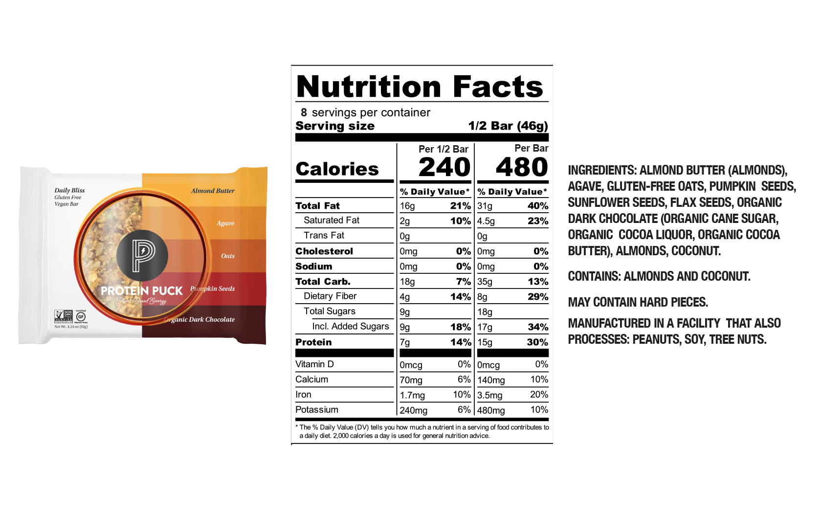 Variety Pack's Daily Bliss Nutrition Facts 