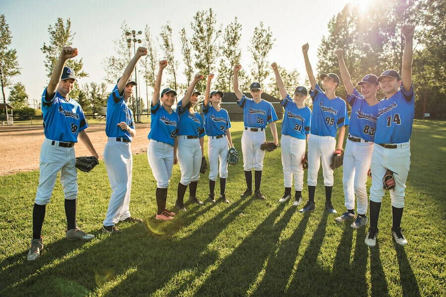 Sports team with custom headwear