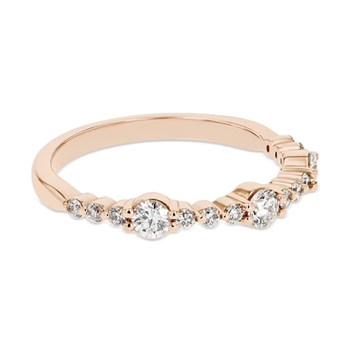 Multi stone diamond accented stackable band in 14k rose gold