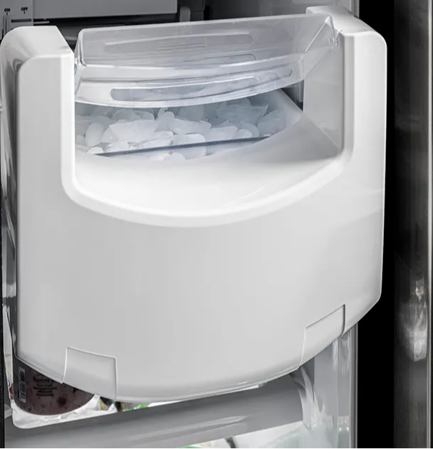 Refrigerator ice maker. 