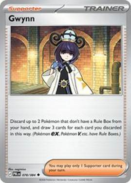 Supporter card featuring Gwynn from a trading card game.
