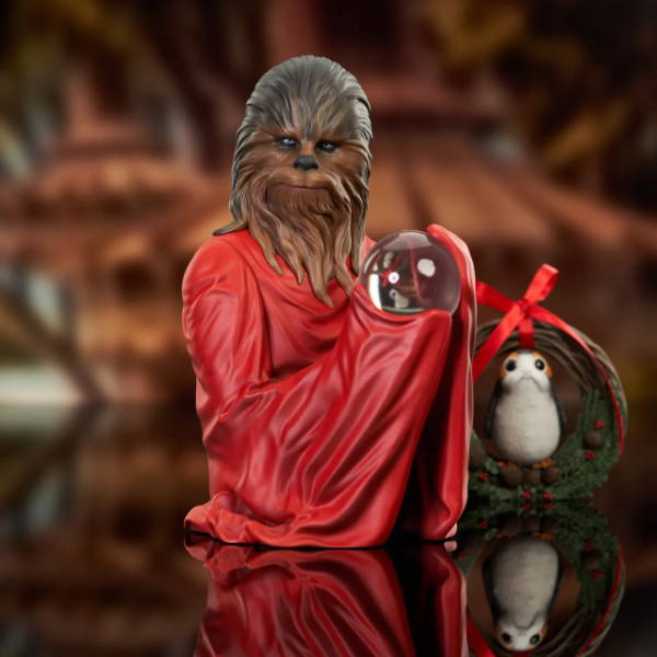 Star Wars™ - Chewbacca™ with Porg™ Wreath (Life Day) Mini Bust - 2023 Holiday Edition