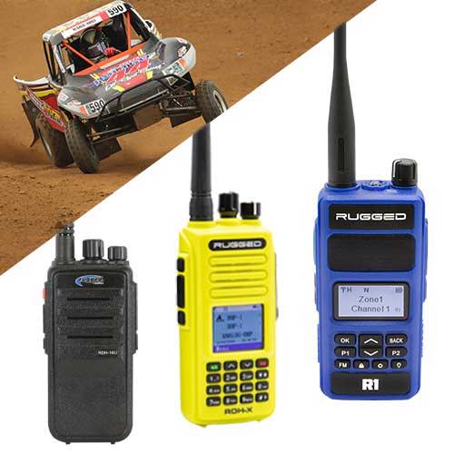 VHF and UHF handhled two-way radios for short course racing