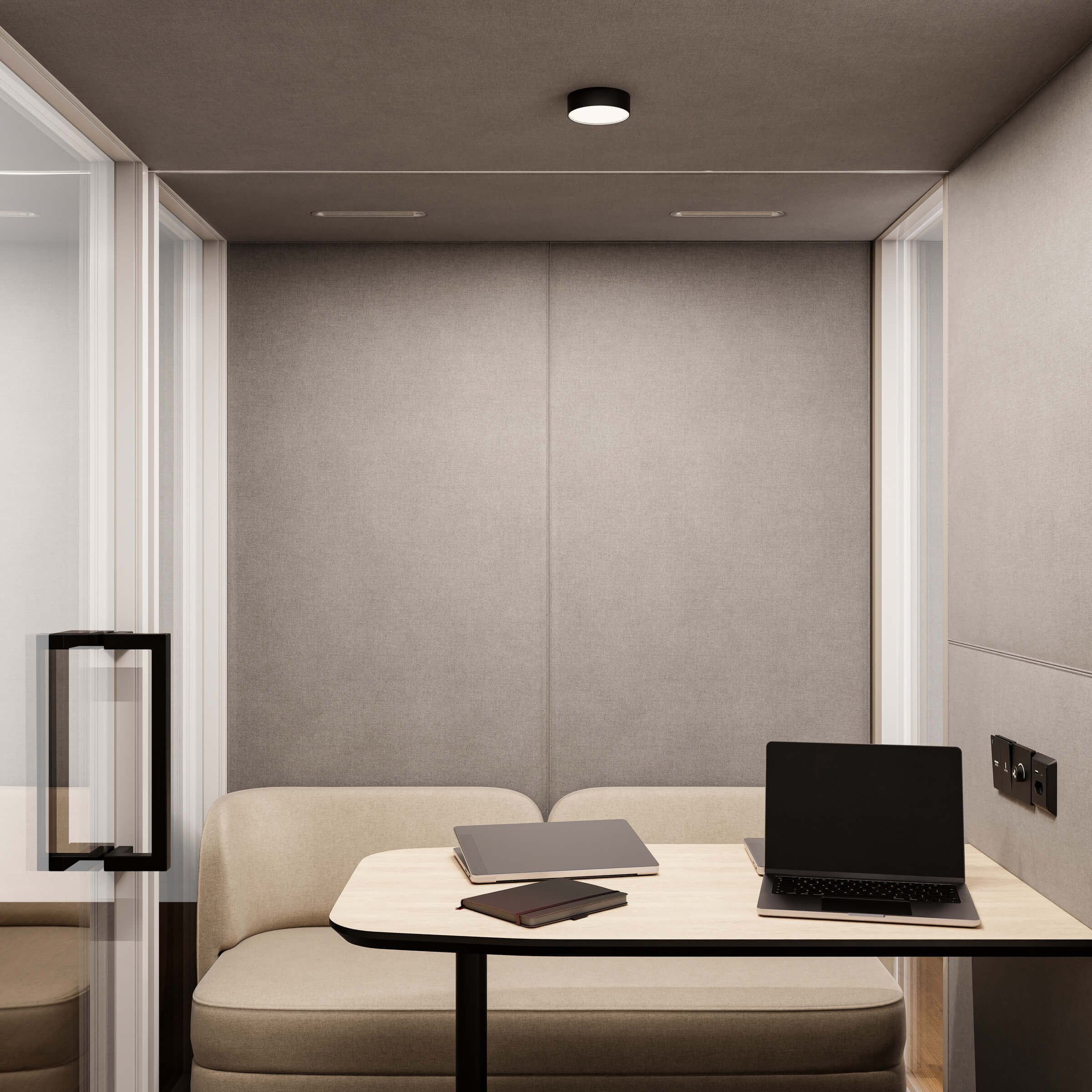 Sound-absorbing panels in the ofinto Focus Meet ensure distraction-free meetings