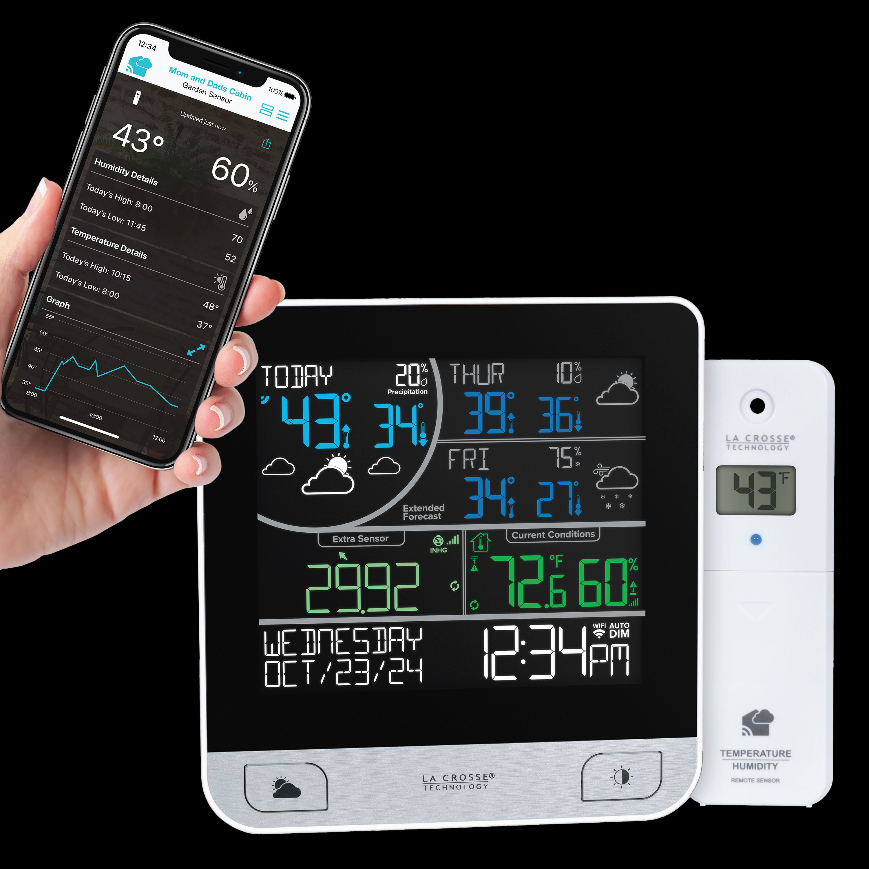 V15 Wi-Fi Multi-Day Forecast Station with Included Outdoor Temp and Humidity Sensor