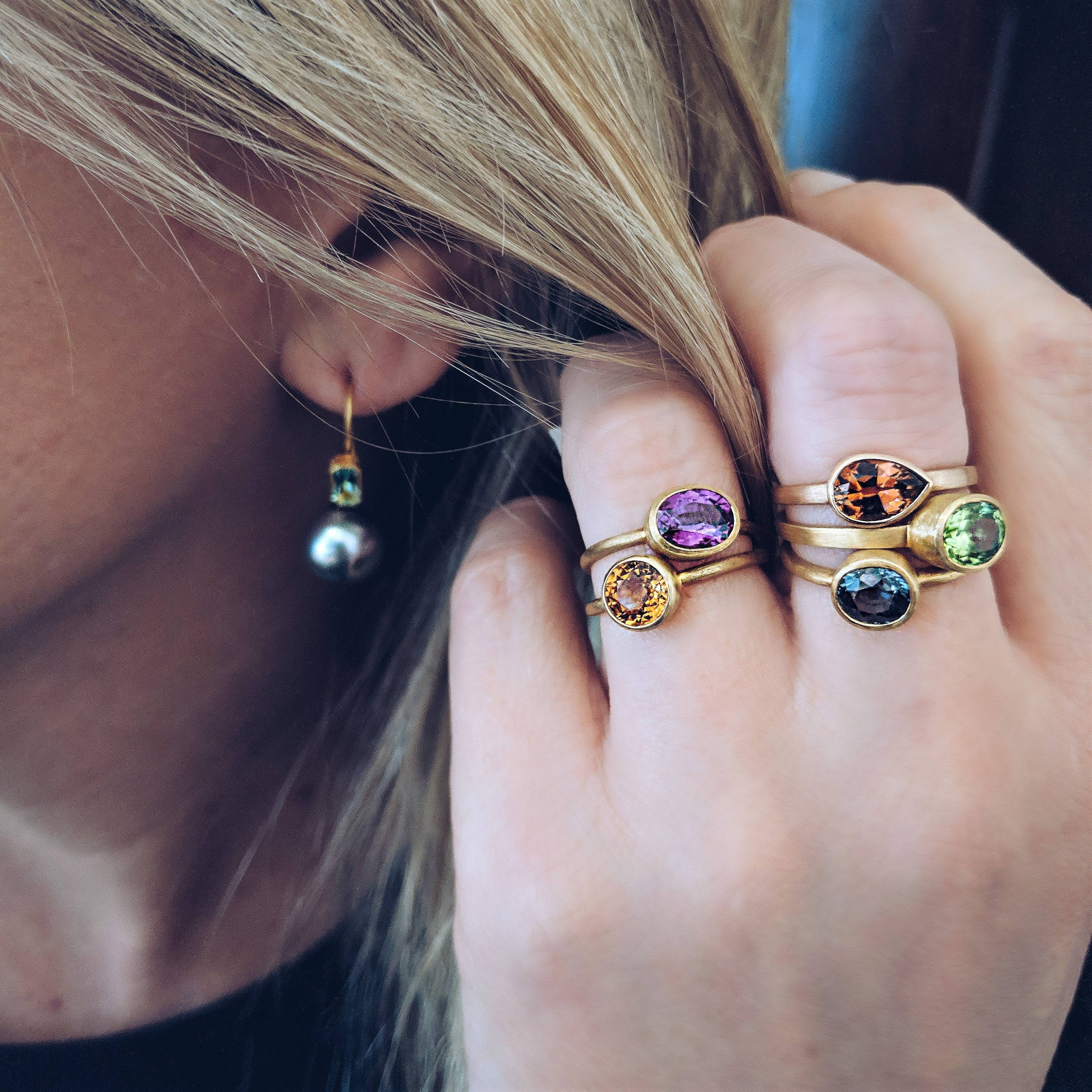 garnet gemstone stacking ring