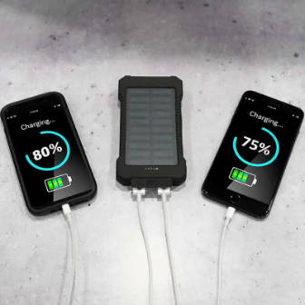 Voltzy Powerbank charges two phones at once with its multiple charging ports. 