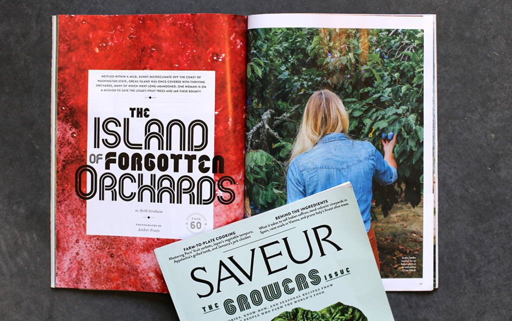 Saveur Magazine cover and full spread of Girl Meets Dirt article. Title on left page reads 