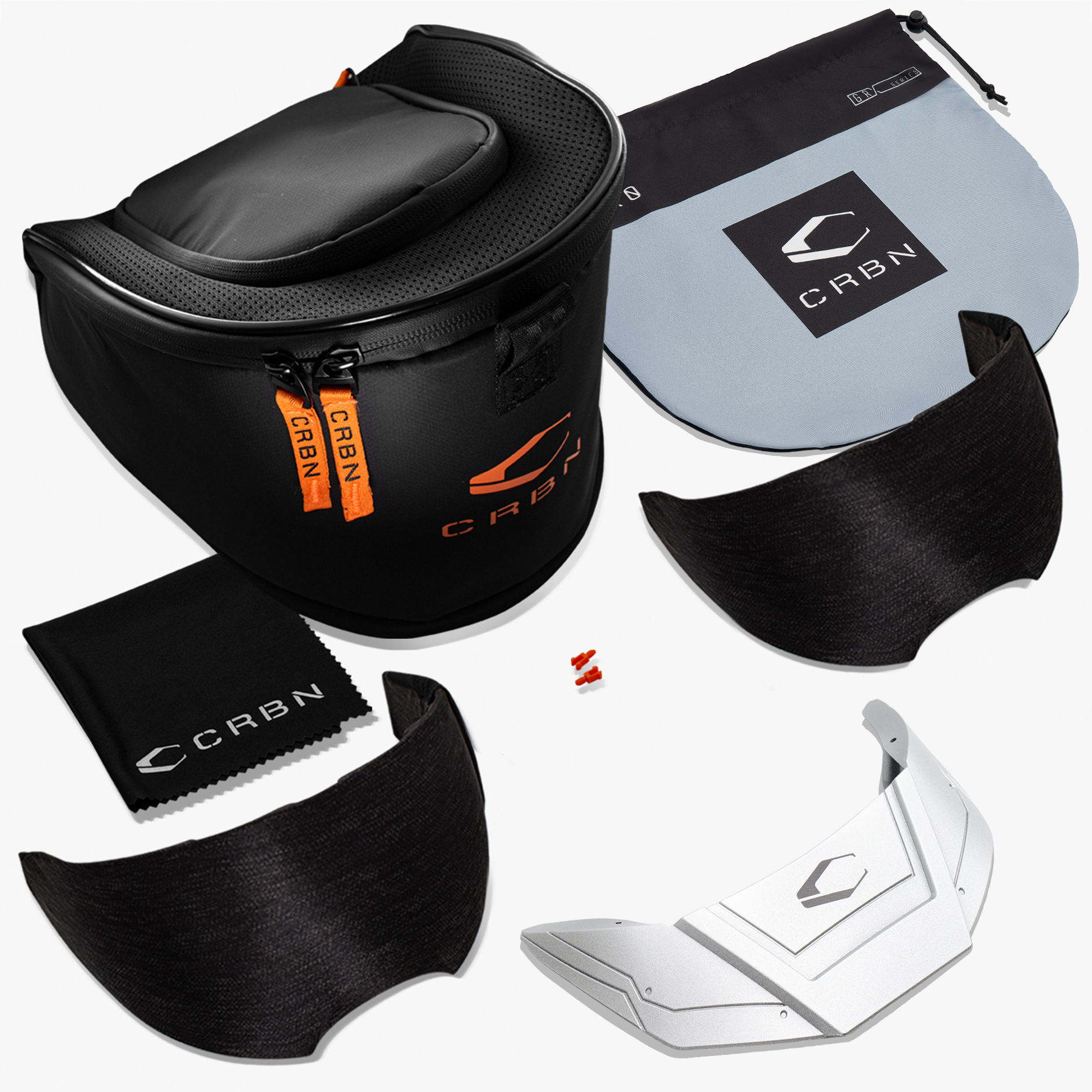 Paintball mask accessories including lenses and storage case.