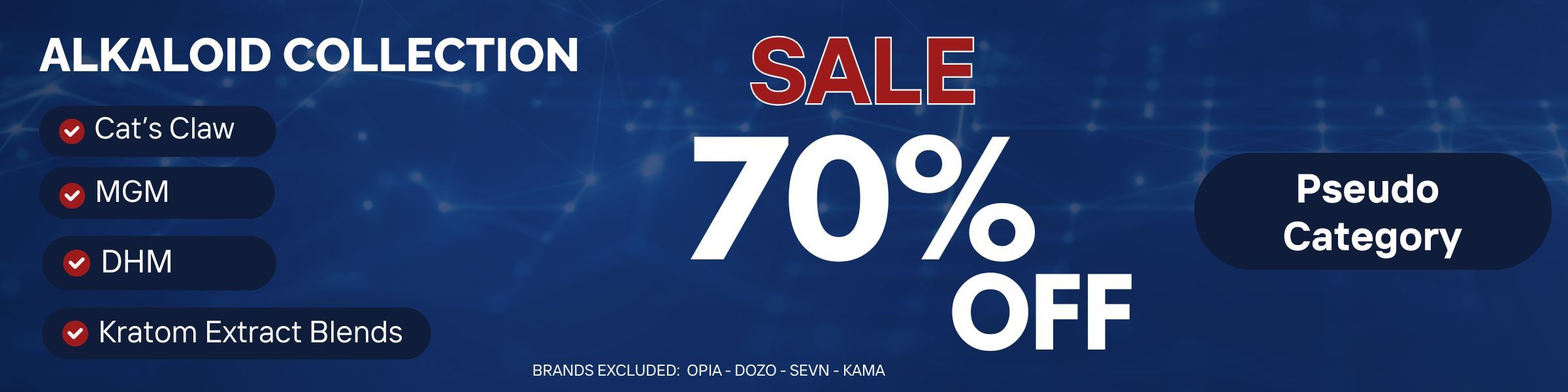 Sale on Alkaloid Collection, 70% off, private category.