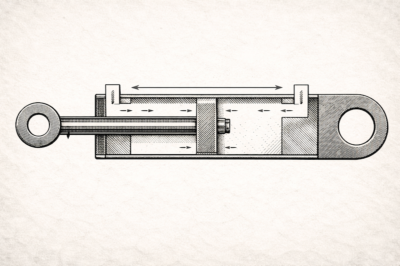 Illustration of a mechanical component with measuring markings and a movable section.