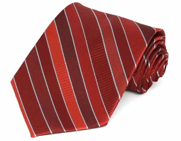 A red textured striped tie