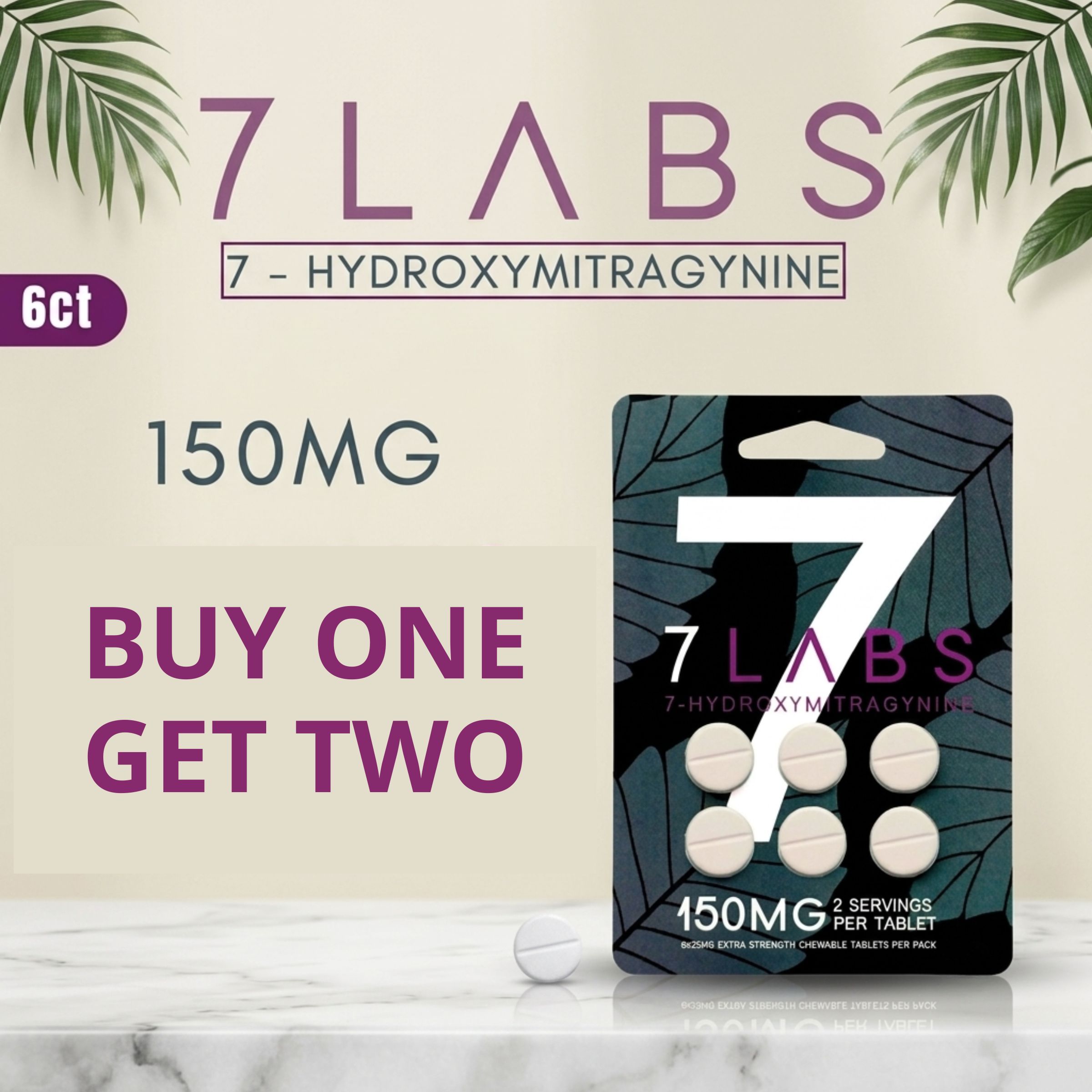 7 LABS 7-Hydroxymitragynine supplement, 150MG, buy one get two offer.