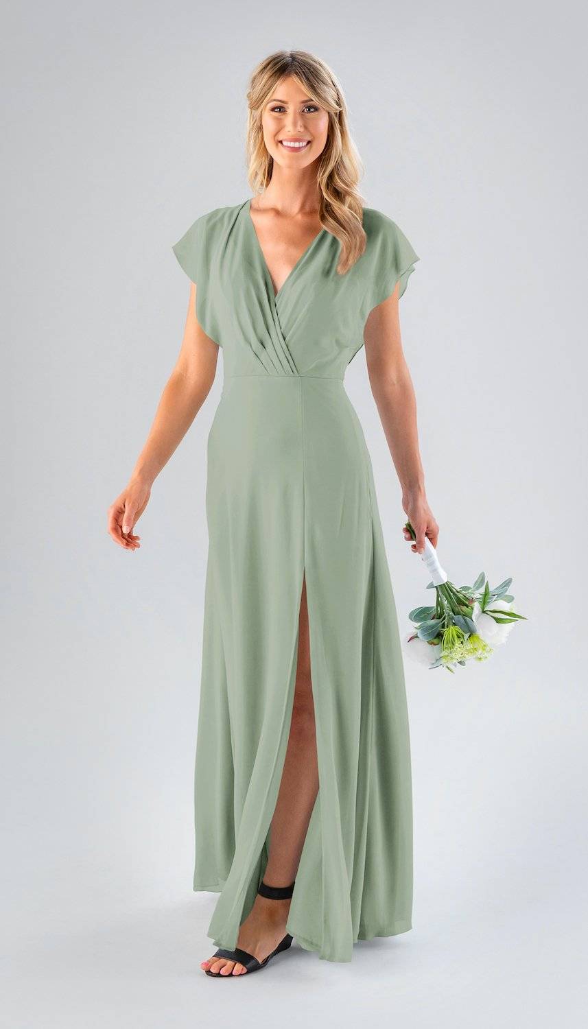 sage green boho bridesmaid dress