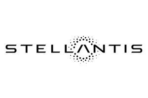 Stellantis logo with stylized text and circular design element.