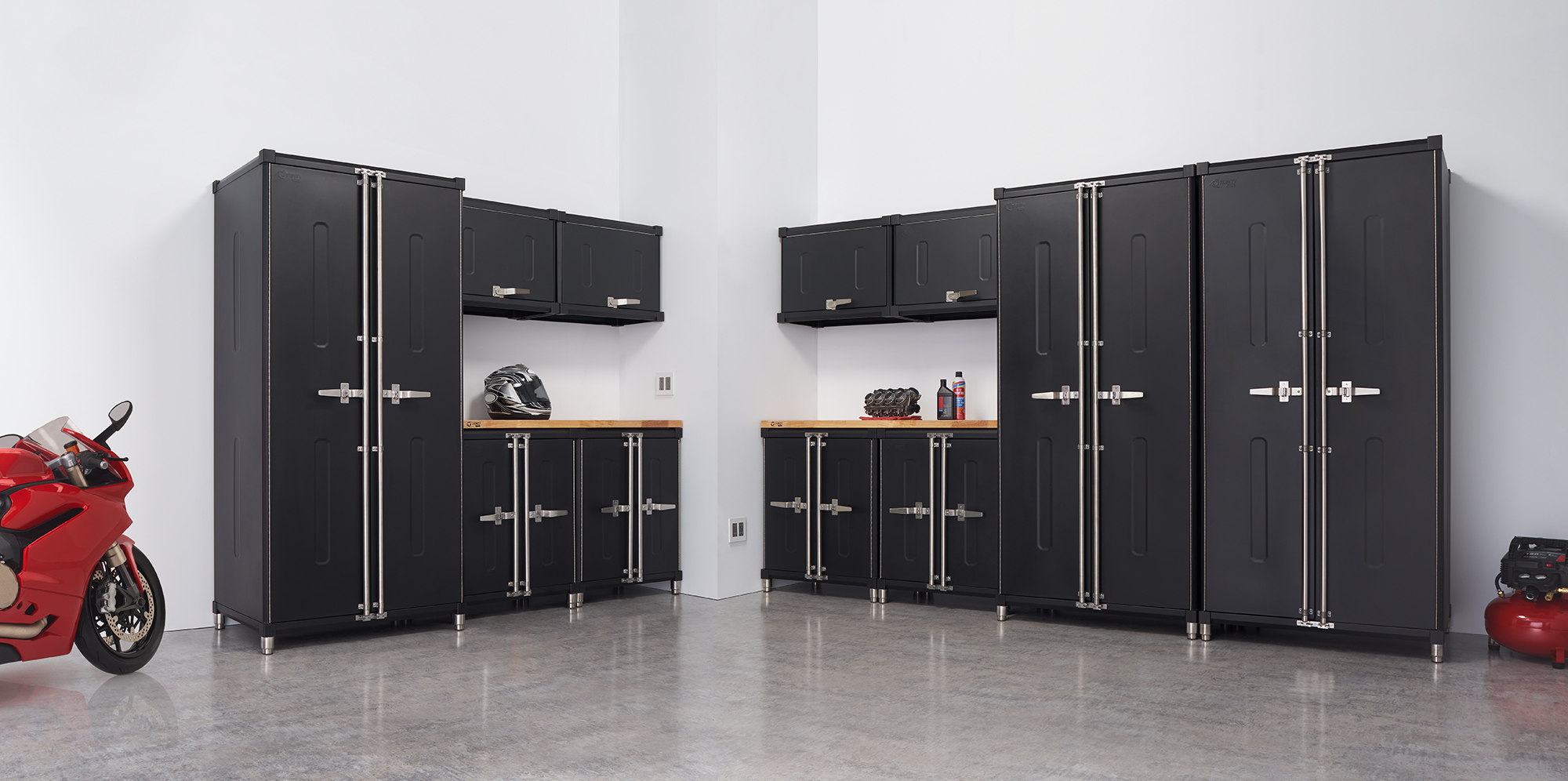 trinity pro garage cabinet set with 4 base cabinets