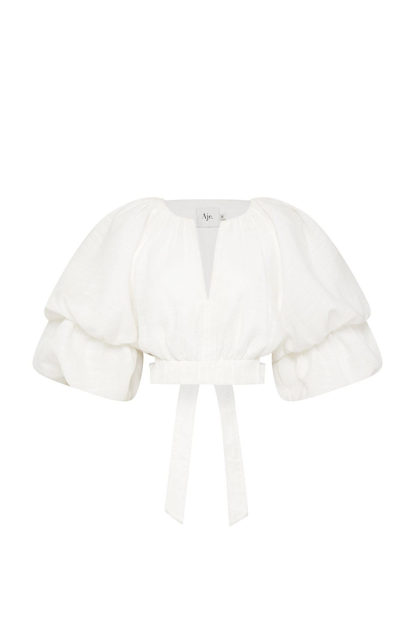 Cropped white puff sleeve top