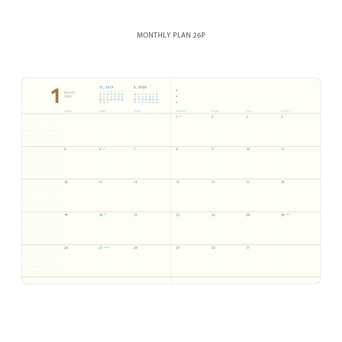 Monthly plan - 2020 Notable memory B5 dated monthly planner