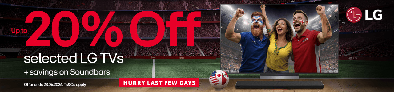 20% off selected LG TVs HURRY