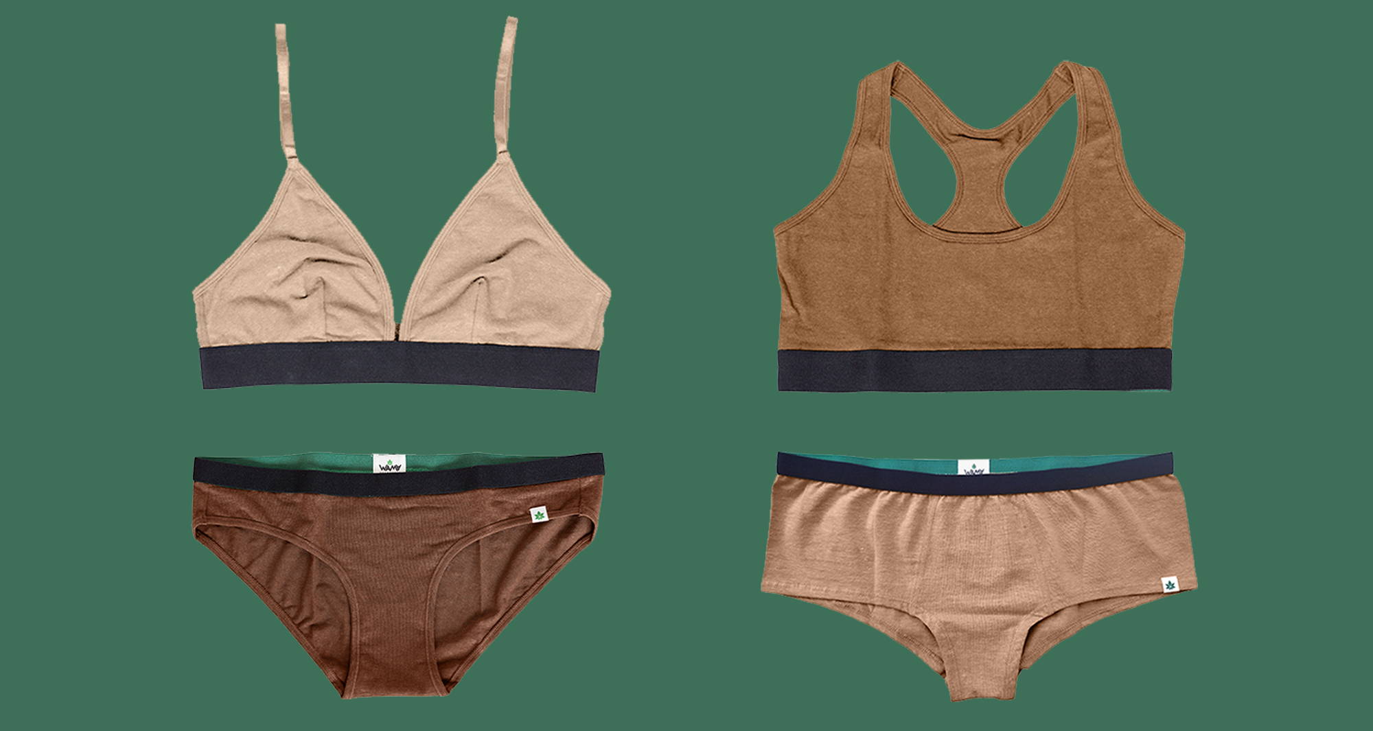 what color is nude? 4 different nude shades from WAMA underwear for undies and hemp bras. 