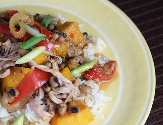 Image of Slow Cooked Thai Pork with Kabocha and Blackeyed Peas