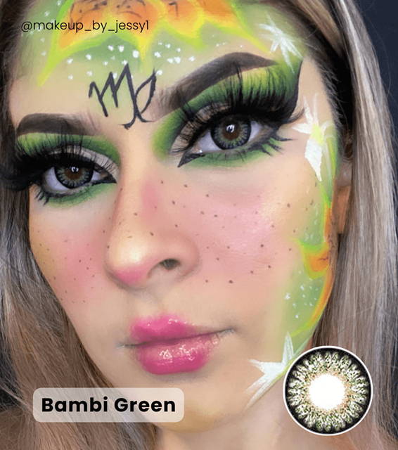 Large round eyes model - Bambi Green Contacts