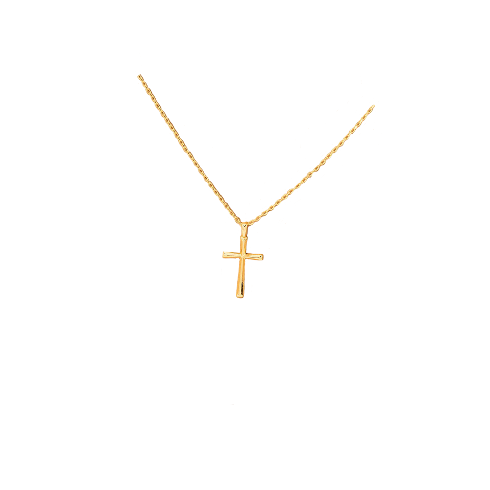 Gold forged cross necklace