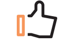 Thumbs up icon with a black outline and orange accent.