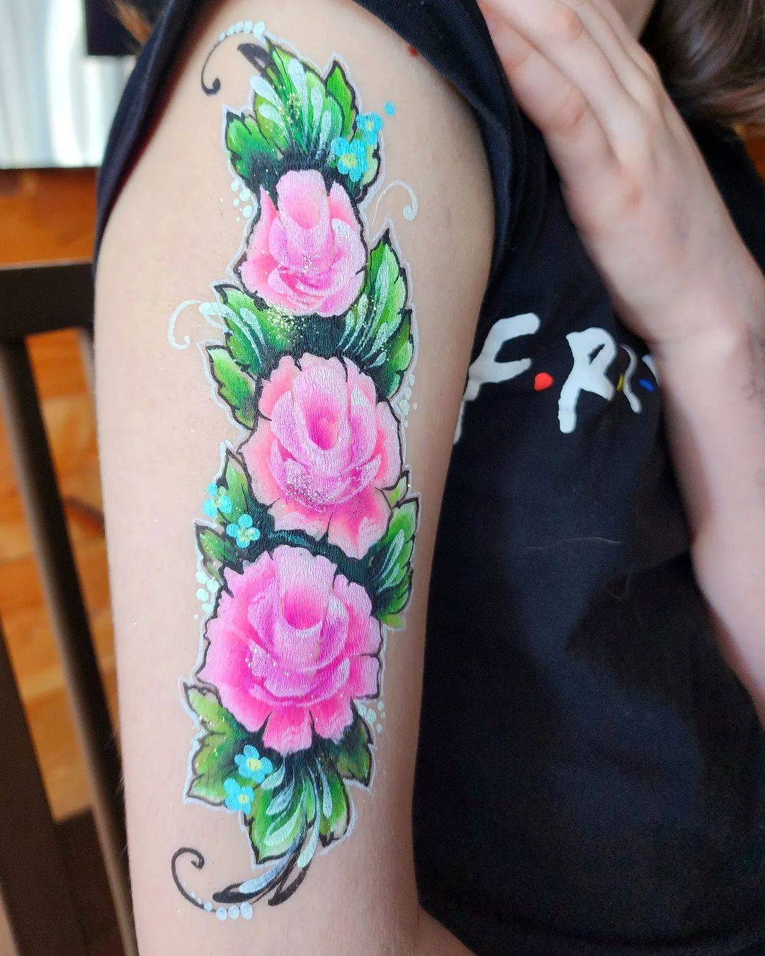 rose tattoo face paint arm design pink 
