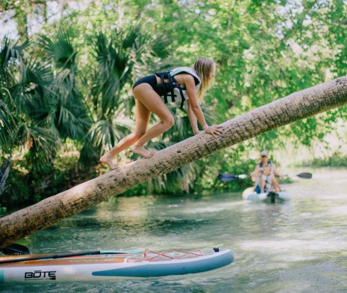 Child climbing tree in Springs