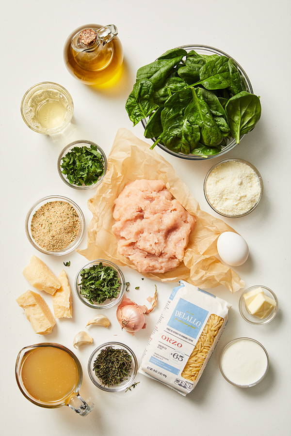 Ingredients for Baked Chicken Meatballs With Creamy Parmesan Orzo