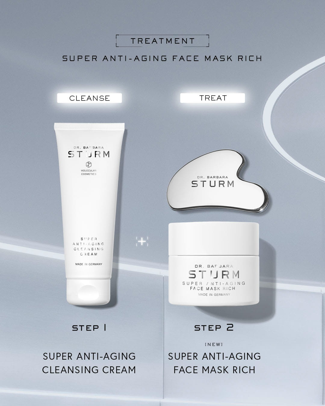 Super anti-aging skincare treatment with cleansing cream and face mask.