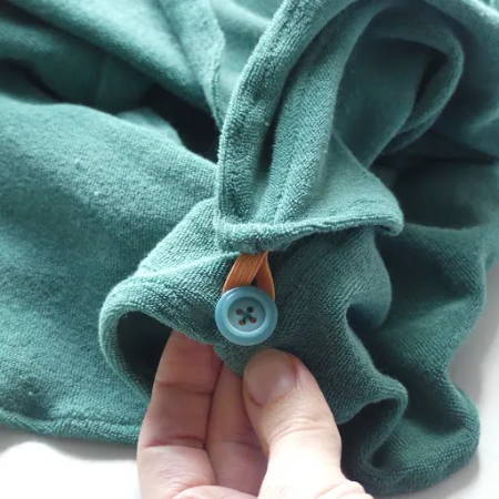 Button and Elastic on Hair Towel Wrap
