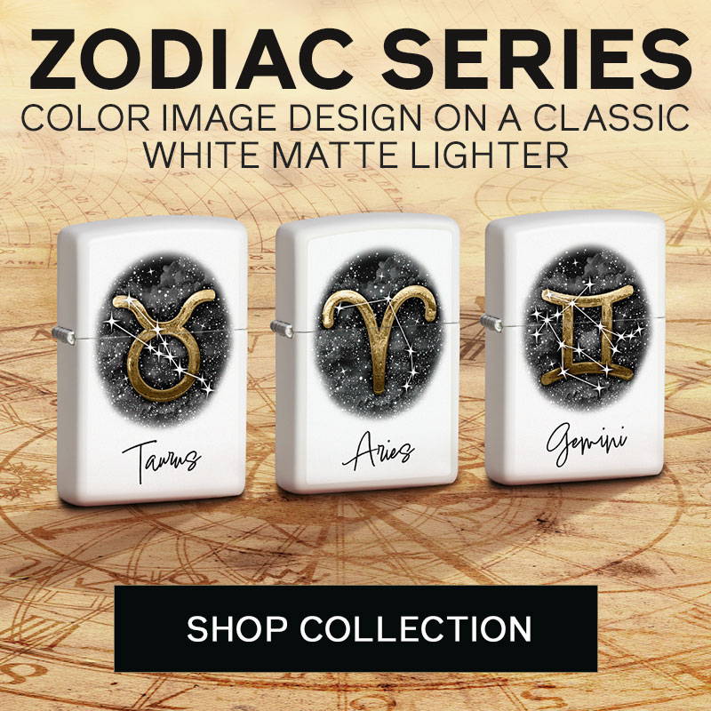 Zodiac Series. Color Image Design On A Classic White Matte Lighter. Shop Collection.