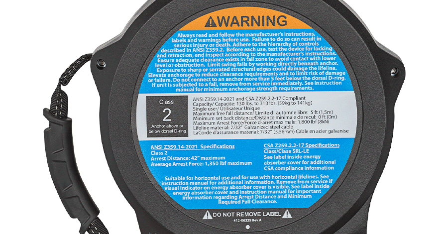 ANSI/ASSP standards set test and performance requirements for fall protection gear. A Class 2 SRL meets added requirements for lower anchor points and places where the lifeline may contact an edge. Check the device instructions and fall clearance for each job.