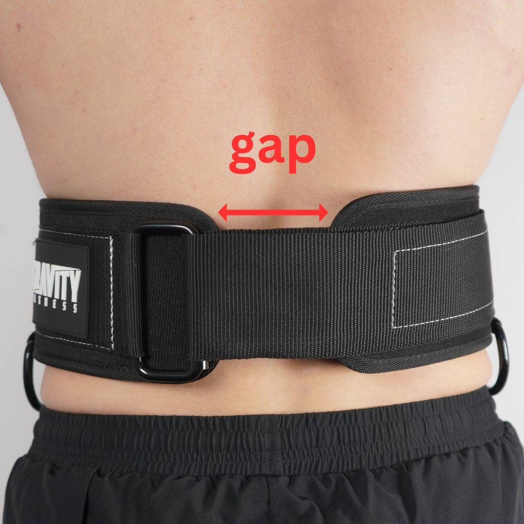Standard belt showing gap in padding