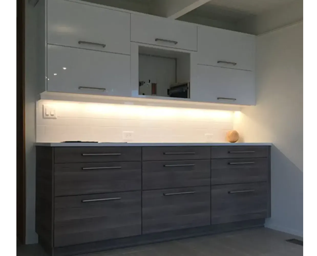 Under cabinet bright lighting with LED strip lights