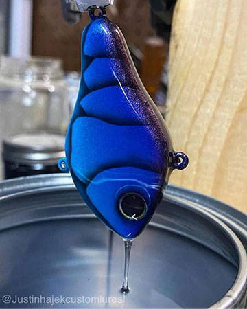 Justin hajek custom lures fishing lure coating in alumi-uv resin