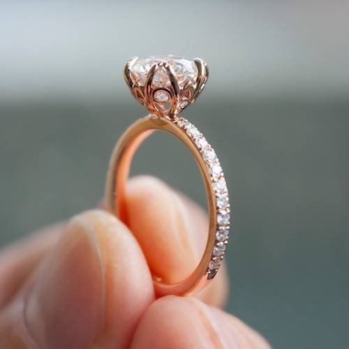 side view of a diamond engagement ring