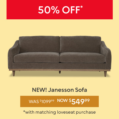 50% off Jannesson Sofa​ now $549.99 was $1099.99 with purchase of matching loveseat​