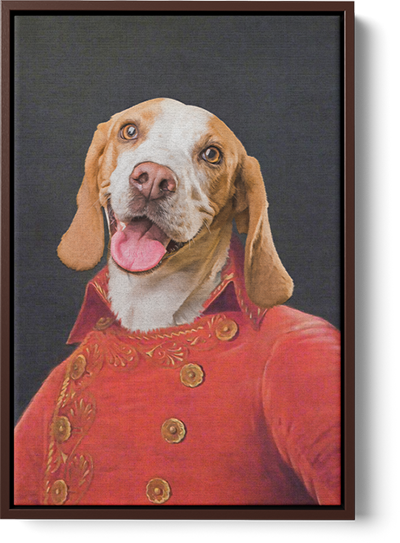 renaissance colonial era dog art on framed canvas