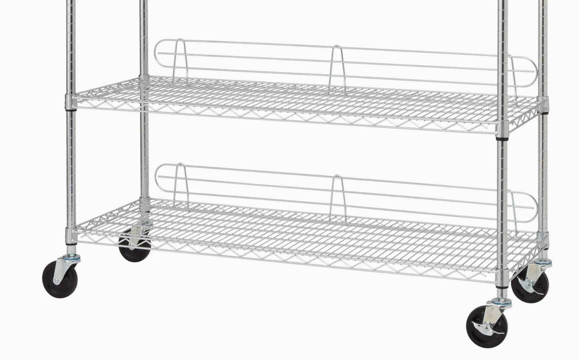 2 wire backstands on a shelving rack