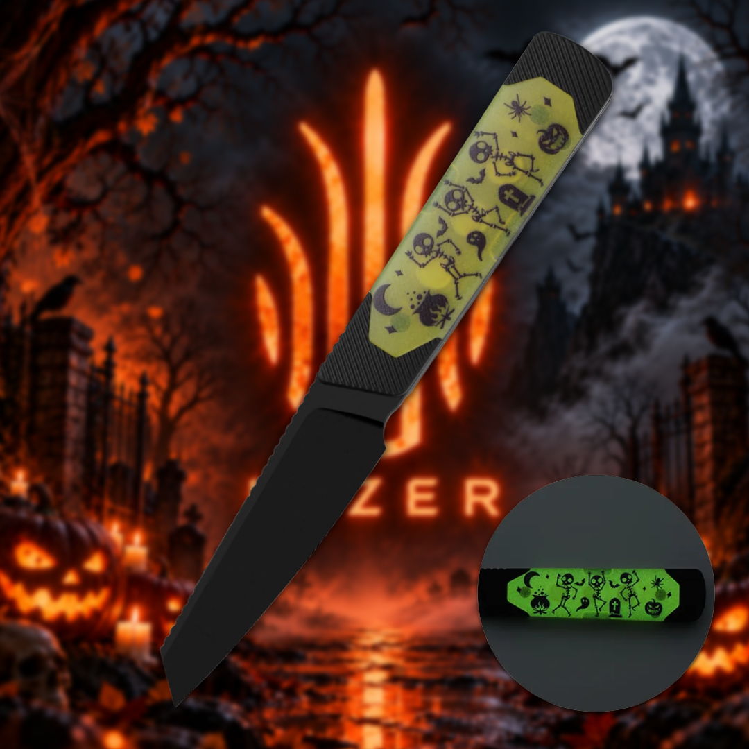 Gaming mouse with Halloween-themed design against a spooky backdrop.